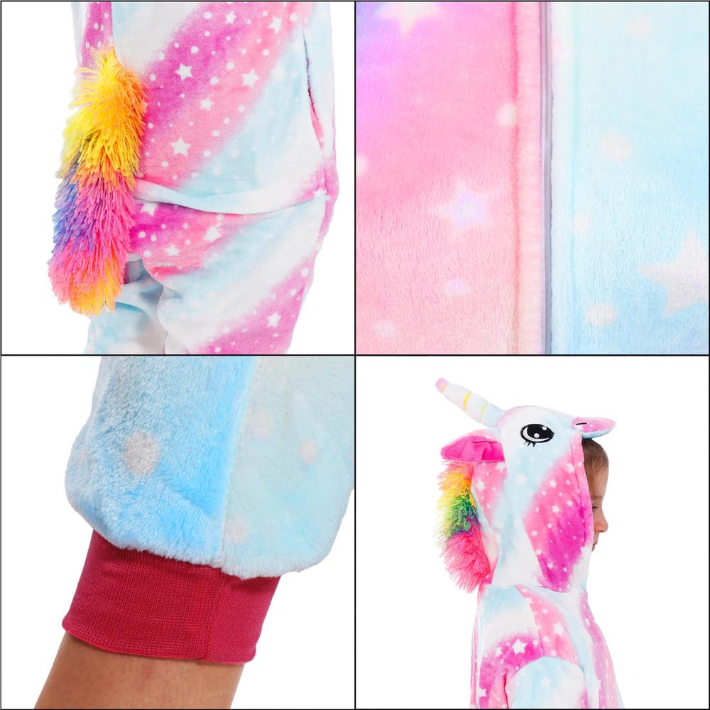 Pijama salopeta unicorn pentru copii, pufoasa, 130-140 cm