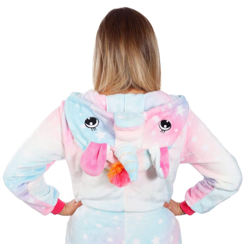 Pijama salopetă damă unicorn pufoasă cu glugă și fermoar, mărimea S