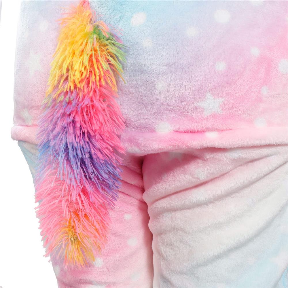Pijama salopetă damă unicorn pufoasă cu glugă și fermoar, mărimea S