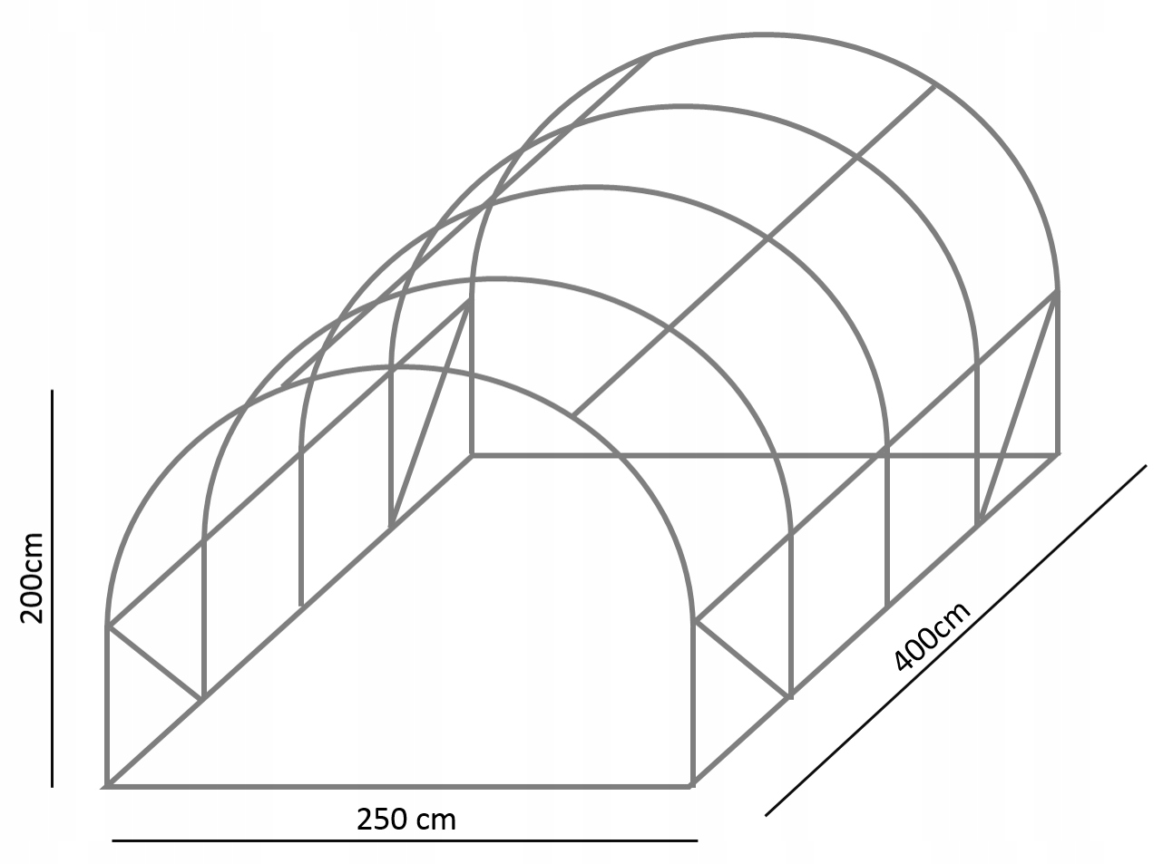 Sera de gradina tunel 10 mp cu cadru metalic galvanizat, 250x400 cm
