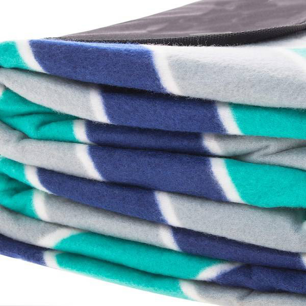 Pătură pentru picnic sau plajă cu folie izolatoare și mâner, 180x220 cm, albastru-verde