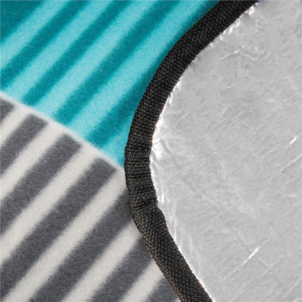 Pătură pentru picnic și plajă cu folie izolatoare și mâner, 200x300 cm, albastru-gri