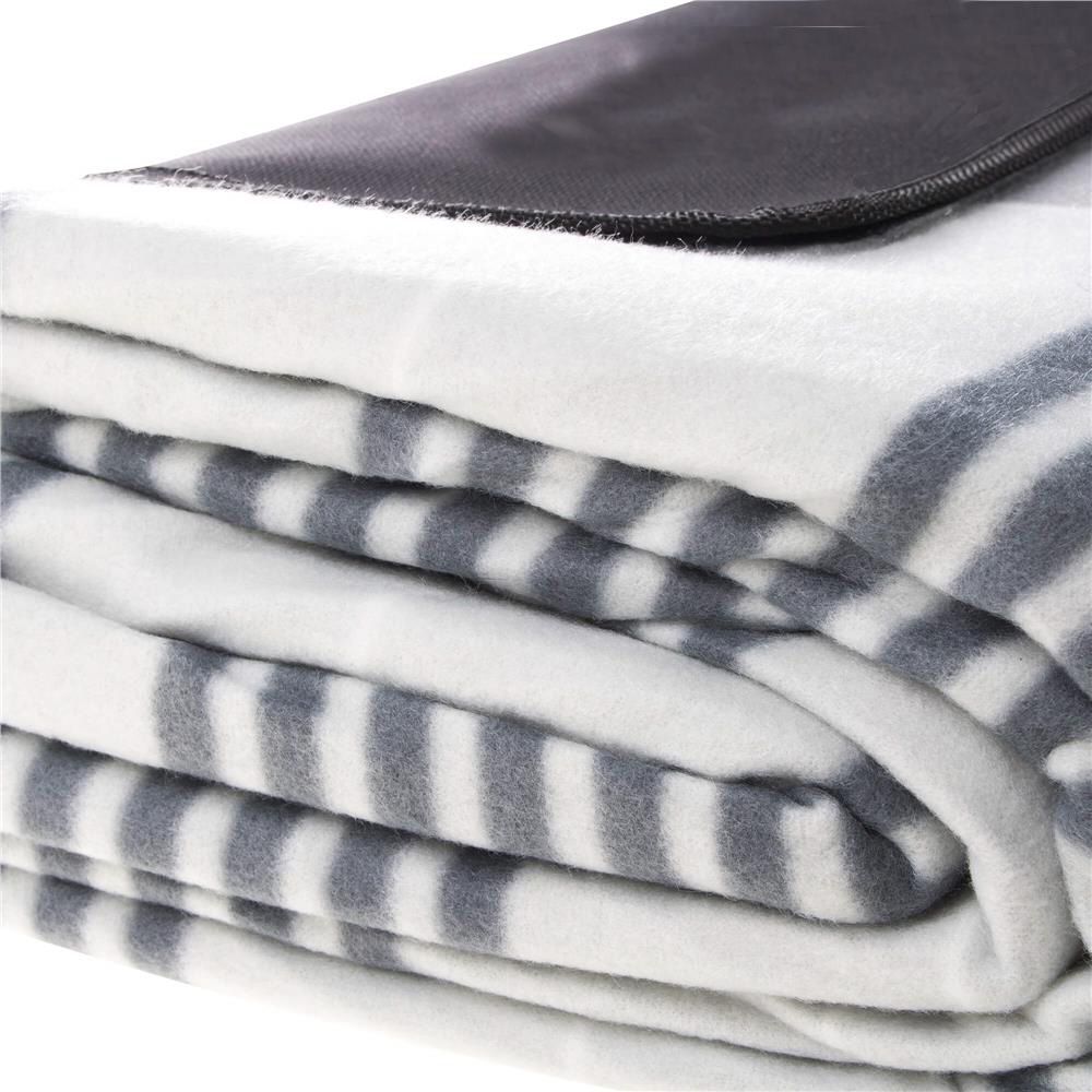 Pătură pentru picnic și plajă cu folie izolatoare și mâner, 200x300 cm, albastru-gri