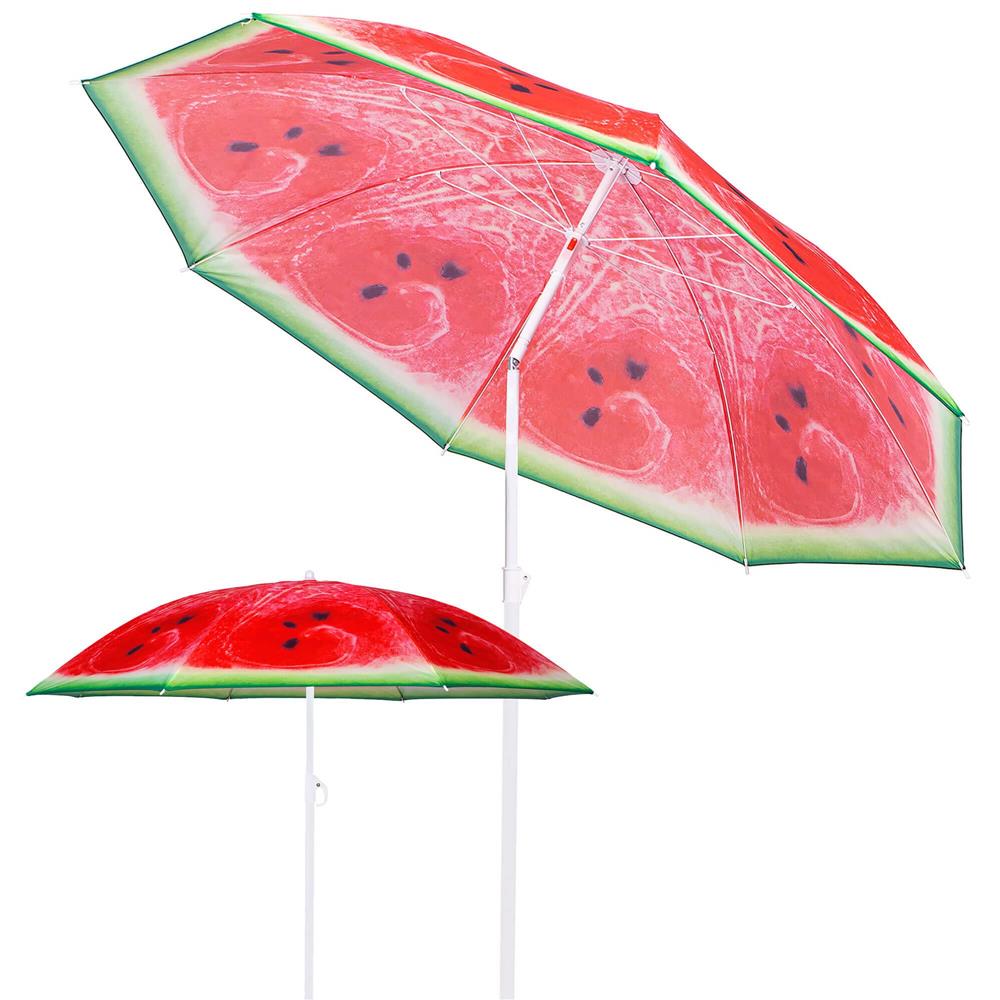 Umbrelă de plajă pliabilă Sersimo BU020, 180 cm, model pepene verde