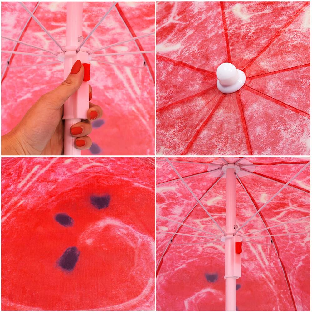 Umbrelă de plajă pliabilă Sersimo BU020, 180 cm, model pepene verde