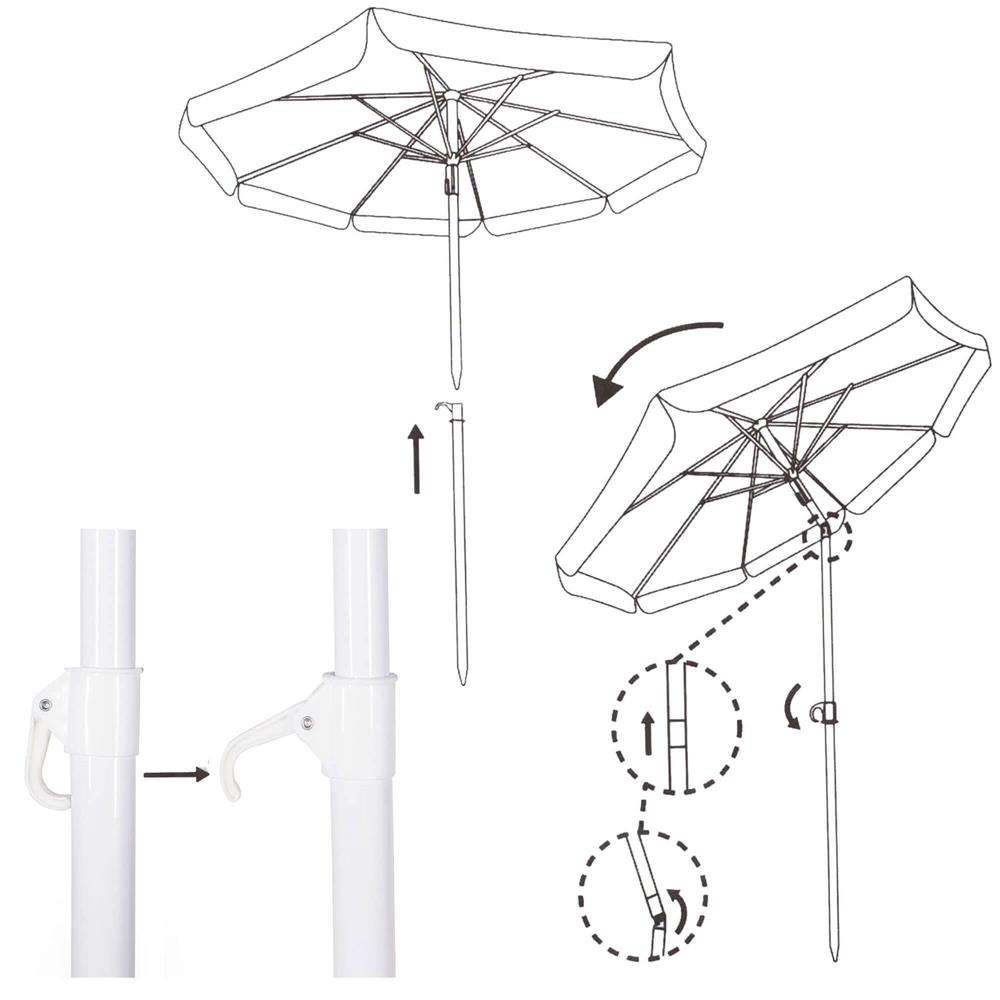 Umbrelă de plajă pliabilă Sersimo BU020, 180 cm, model pepene verde