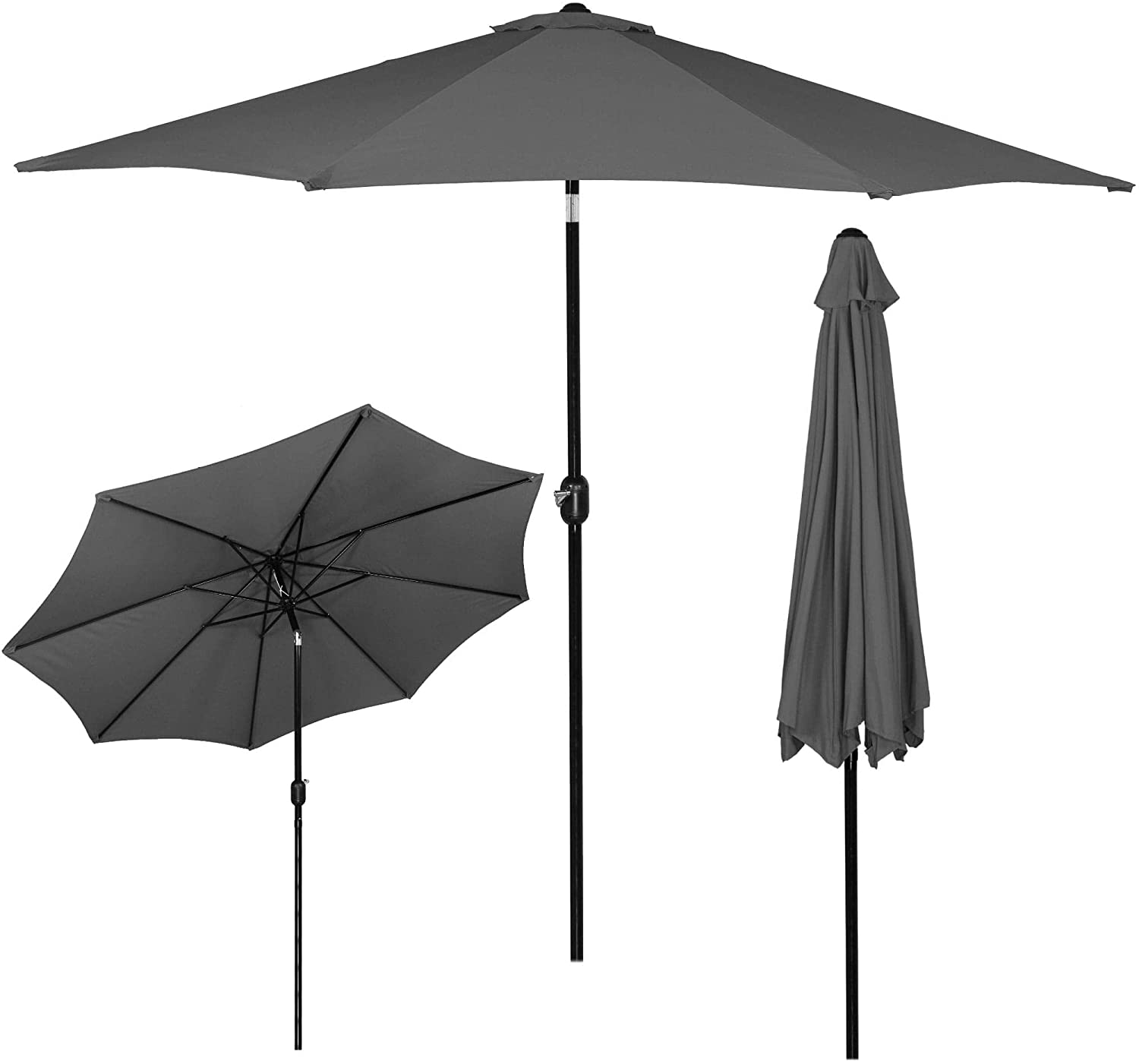 Umbrela terasa gradina, cu manivela si inclinare, GU200, diametru 300cm, gri antracit