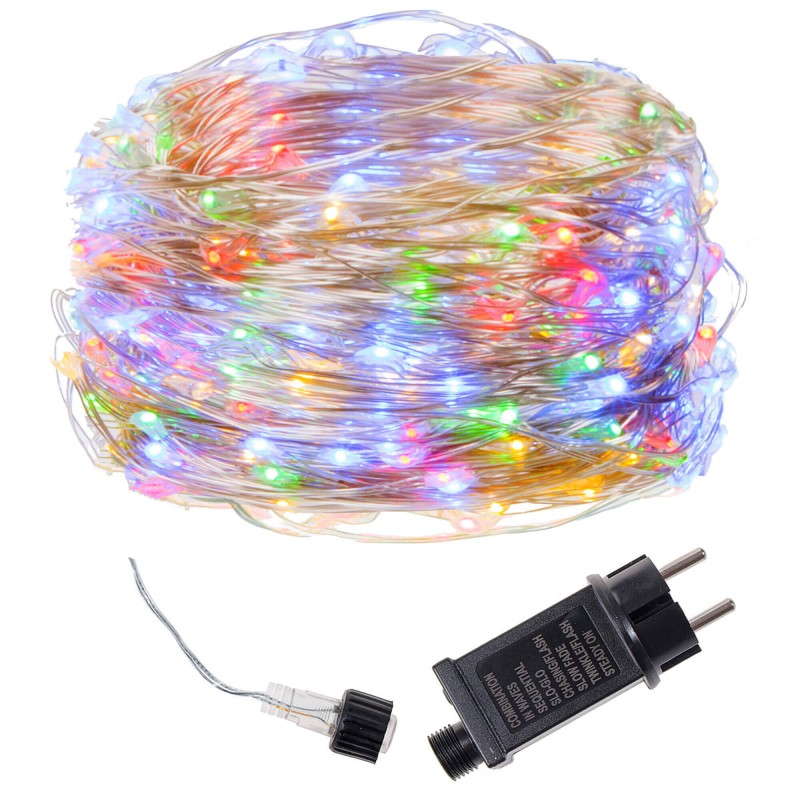 Instalație luminoasă decorativă 300 LED-uri, 30 m, multicolor, interior/exterior