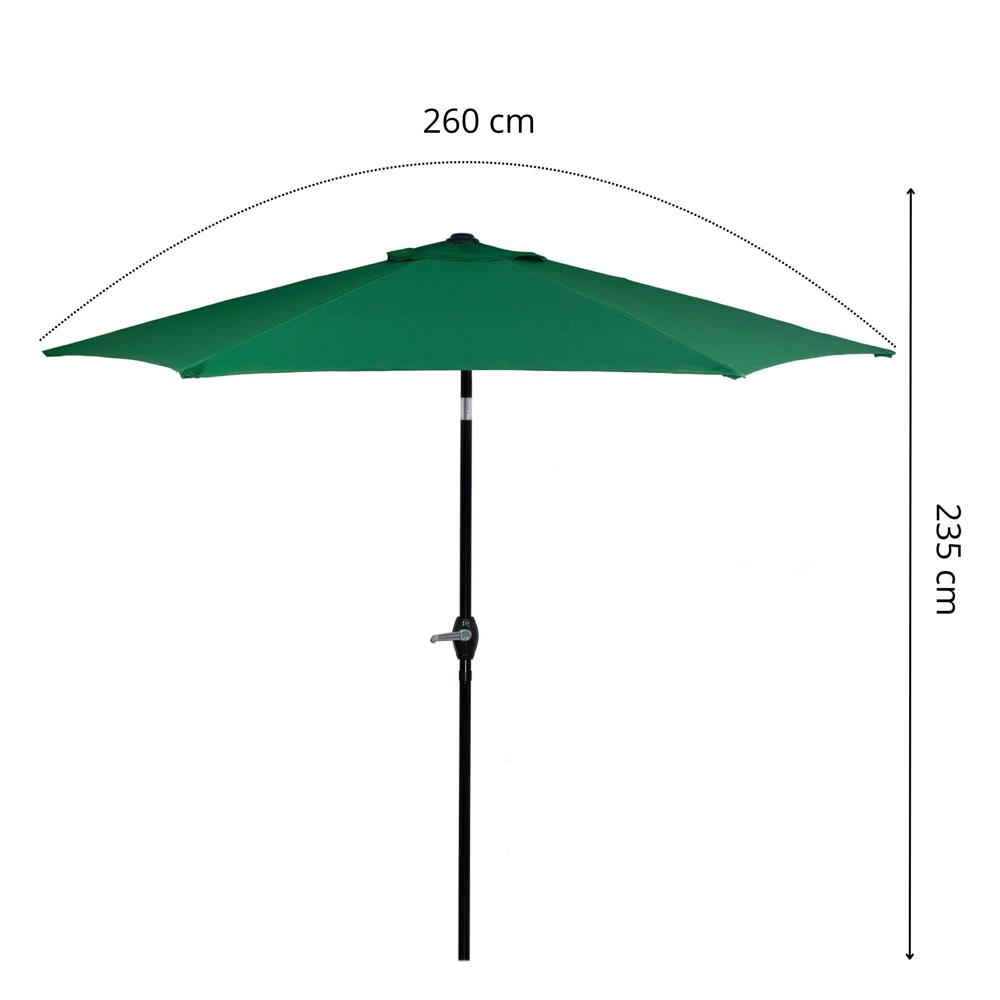 Umbrela terasa gradina, cu manivela si inclinare, diametru 250cm, Verde