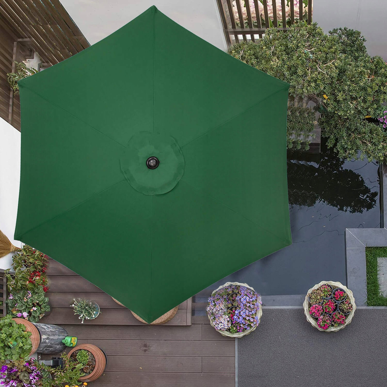 Umbrela terasa gradina, cu manivela si inclinare, diametru 250cm, Verde