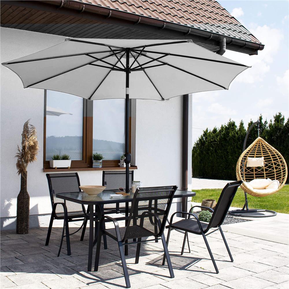 Umbrela terasa gradina, cu manivela si inclinare, diametru 300cm, Gri deschis