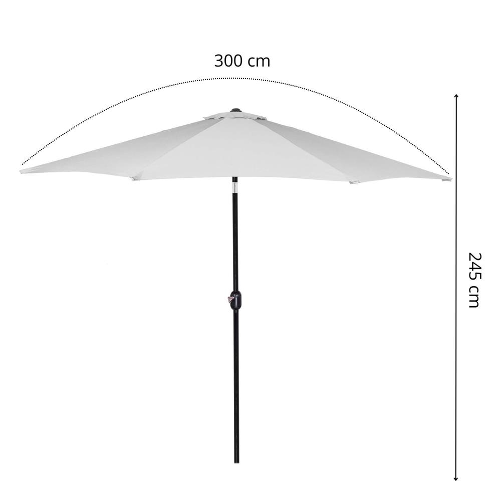 Umbrela terasa gradina, cu manivela si inclinare, diametru 300cm, Gri deschis