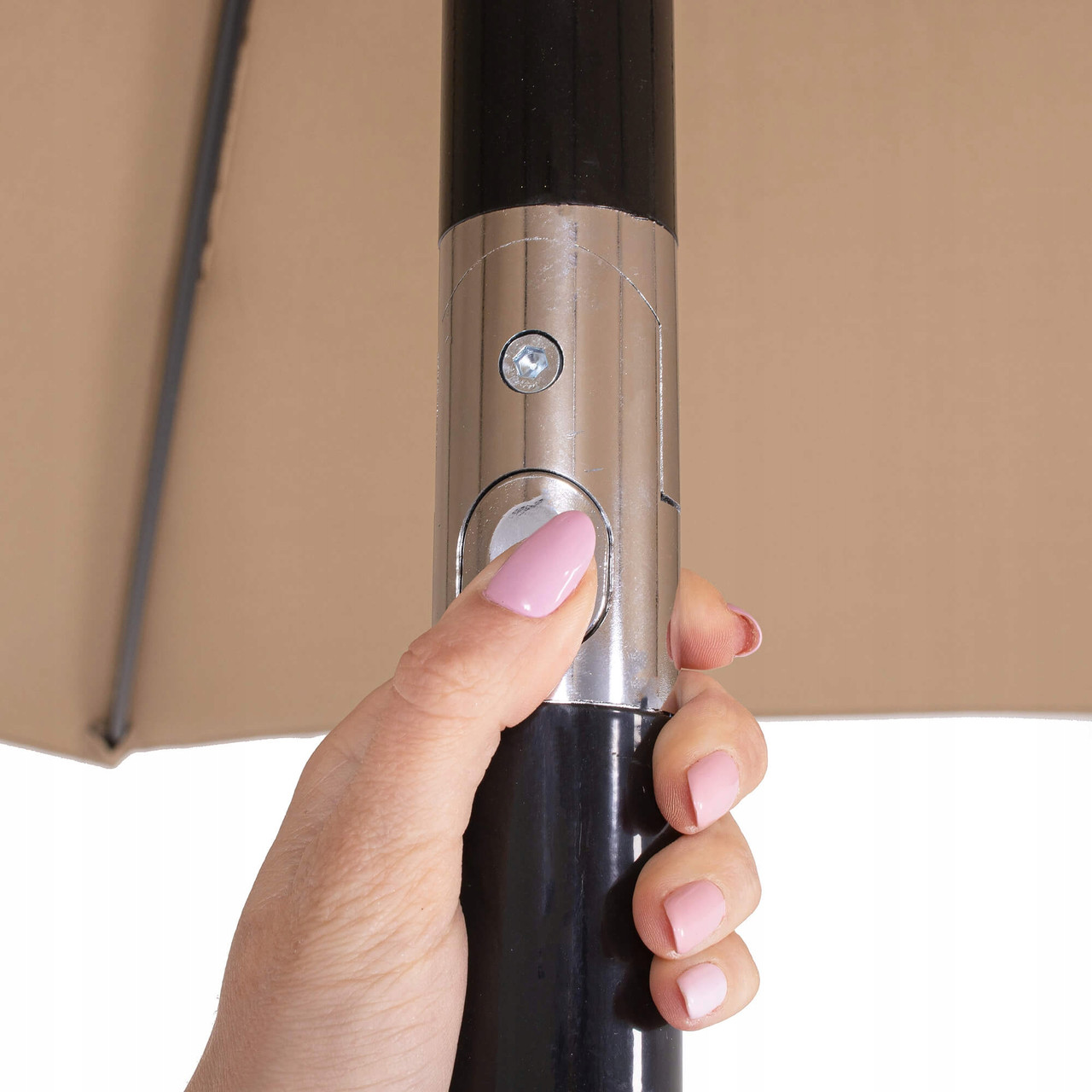 Umbrela terasa gradina, cu manivela si inclinare, diametru 300cm, Taupe