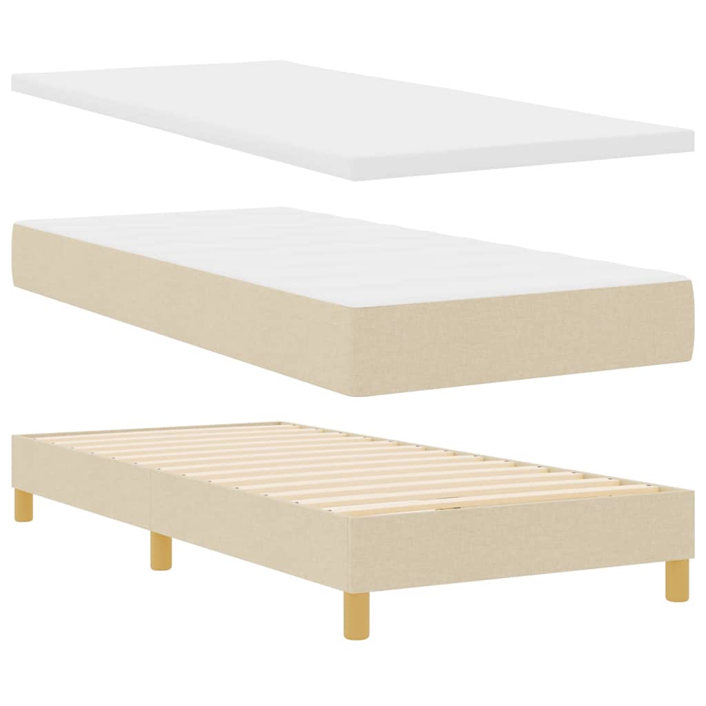 Pat cu arcuri cu pernă cu headboard Crem 100 x 200 cm țesătură GartenMobel Dekor