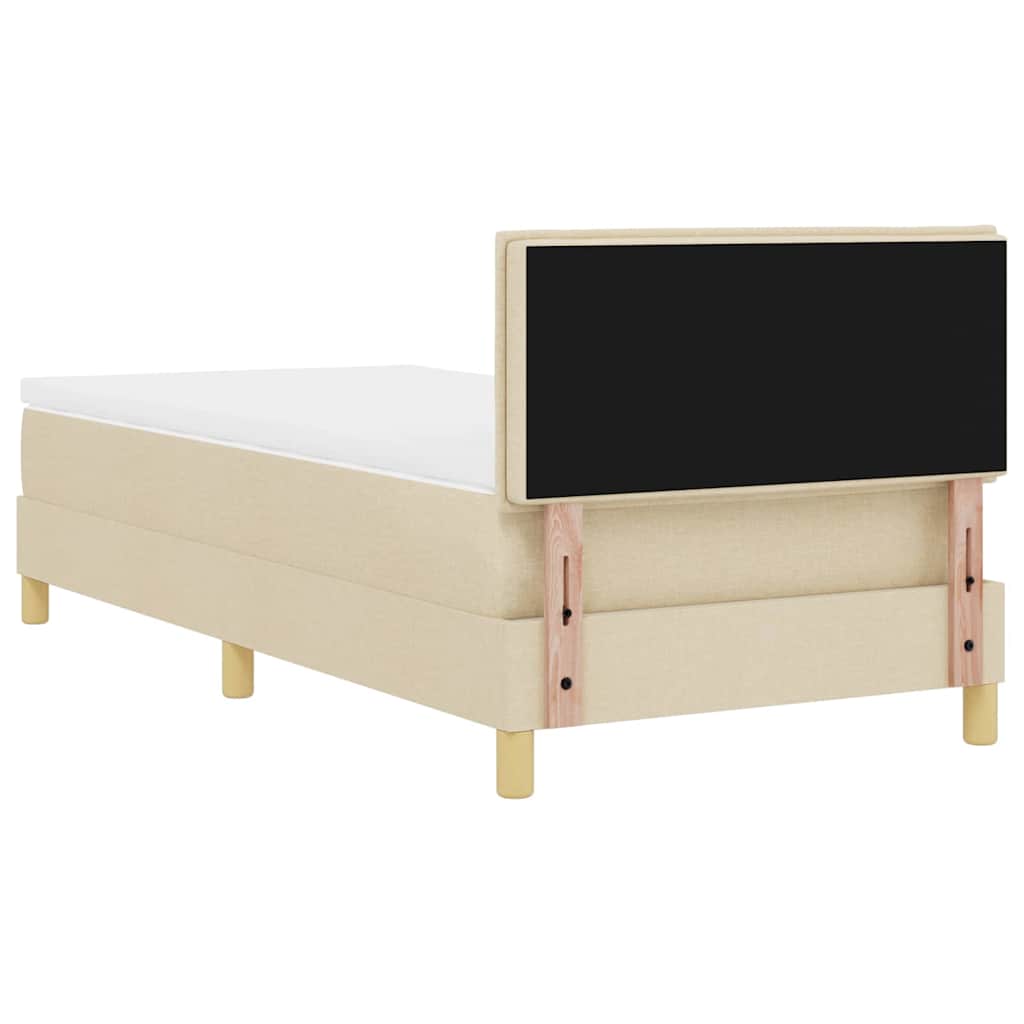 Pat cu arcuri cu pernă cu headboard Crem 100 x 200 cm țesătură GartenMobel Dekor
