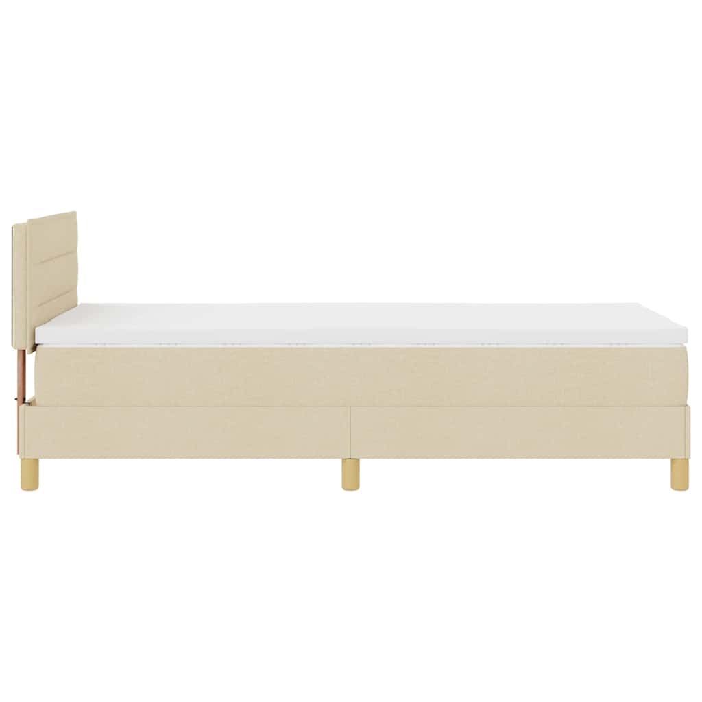 Pat cu arcuri cu pernă cu headboard Crem 100 x 200 cm țesătură GartenMobel Dekor