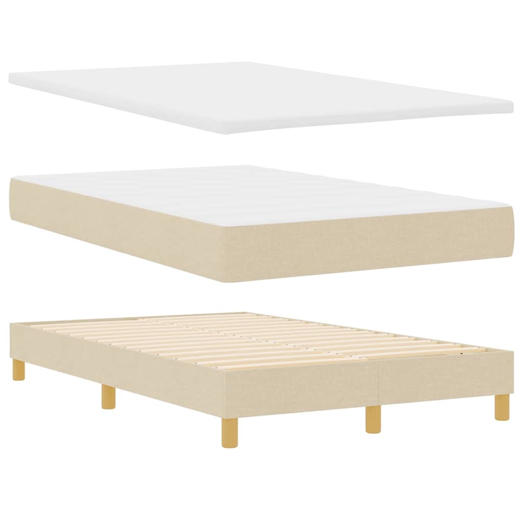 Pat cu arcuri cu pernă cu headboard Crem 120 x 190 cm țesătură GartenMobel Dekor