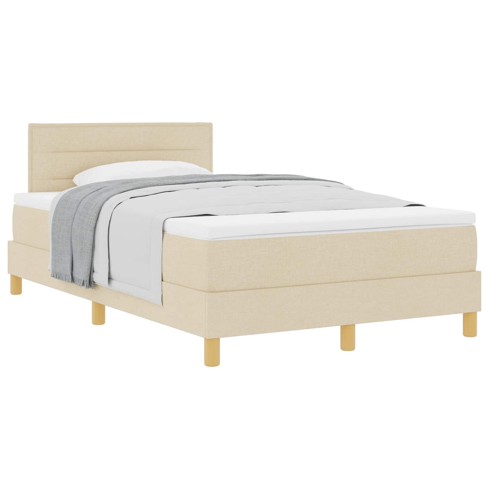 Pat cu arcuri cu pernă cu headboard Crem 120 x 190 cm țesătură GartenMobel Dekor