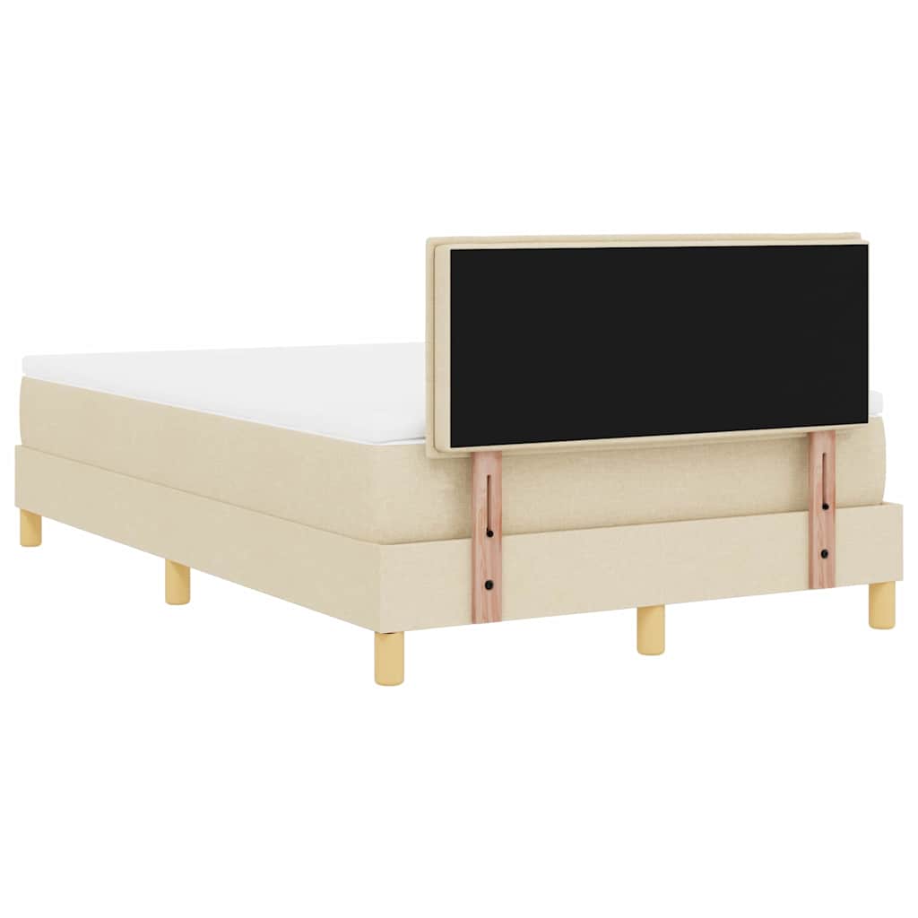 Pat cu arcuri cu pernă cu headboard Crem 120 x 190 cm țesătură GartenMobel Dekor