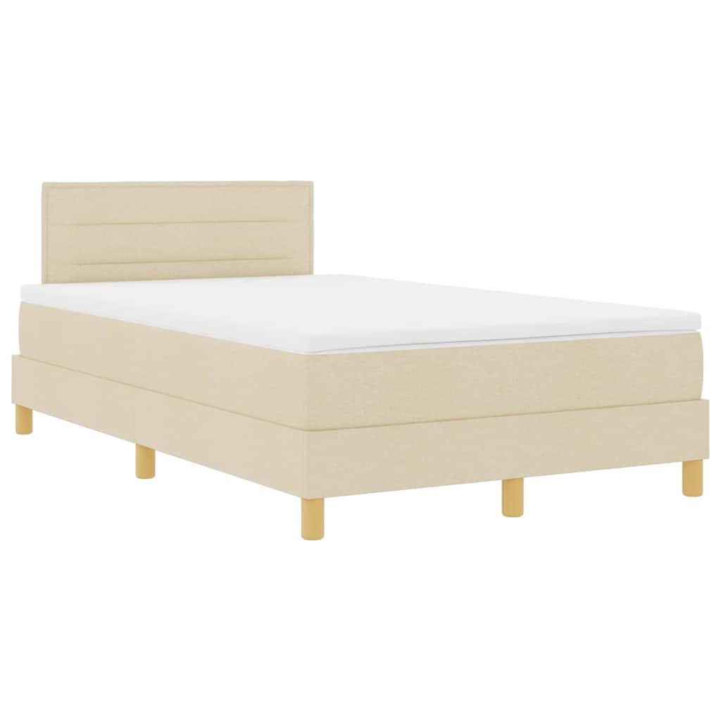 Pat cu arcuri cu pernă cu headboard Crem 120 x 190 cm țesătură GartenMobel Dekor