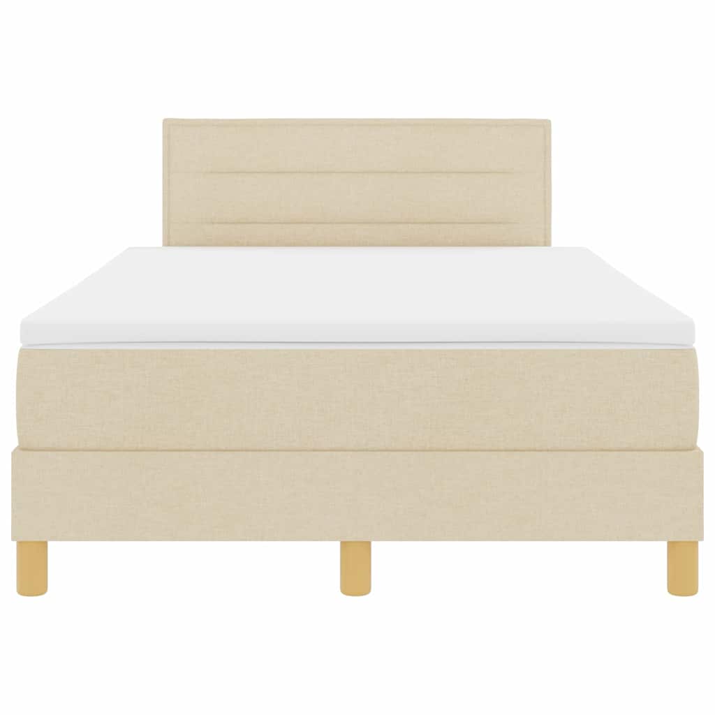 Pat cu arcuri cu pernă cu headboard Crem 120 x 190 cm țesătură GartenMobel Dekor