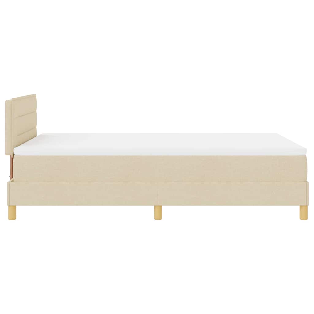 Pat cu arcuri cu pernă cu headboard Crem 120 x 190 cm țesătură GartenMobel Dekor