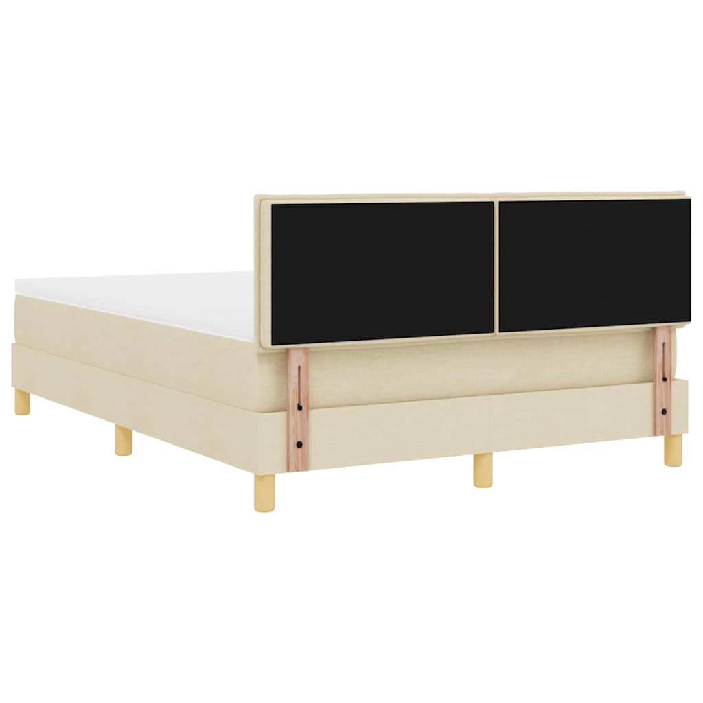 Pat cu arcuri cu pernă cu headboard Crem 140 x 200 cm țesătură GartenMobel Dekor