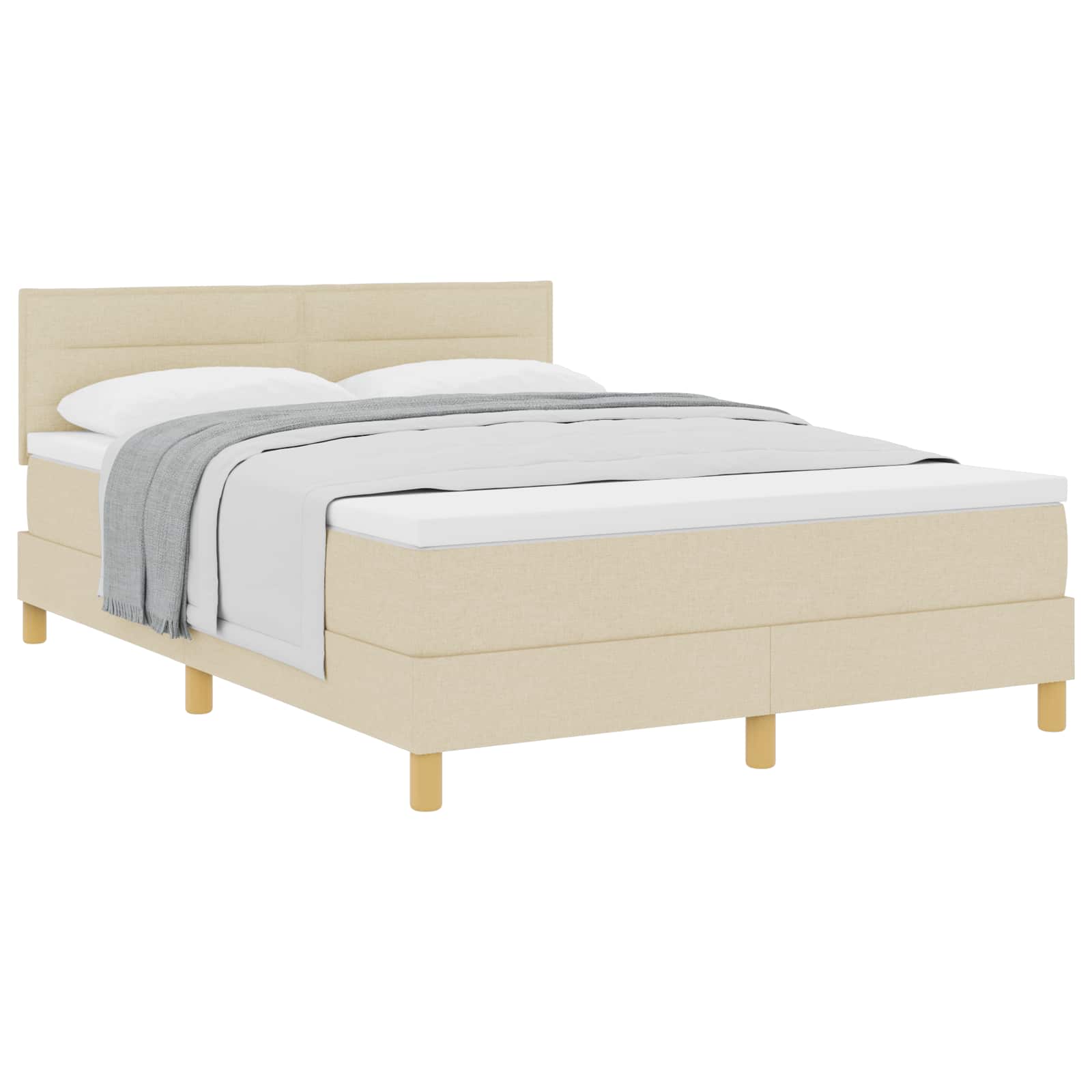 Pat cu arcuri cu pernă cu headboard Crem 140 x 200 cm țesătură GartenMobel Dekor