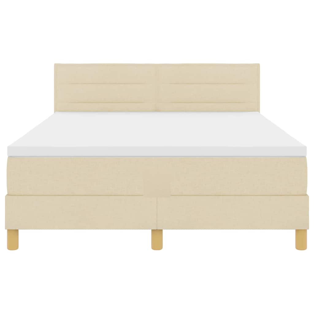 Pat cu arcuri cu pernă cu headboard Crem 140 x 200 cm țesătură GartenMobel Dekor