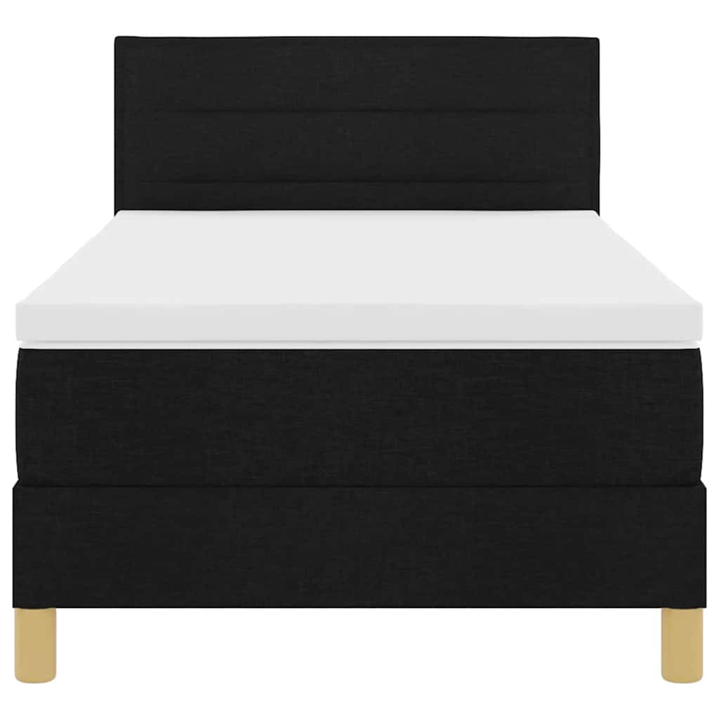 Pat cu arcuri cu pernă cu headboard Negru 100 x 200 cm țesătură GartenMobel Dekor