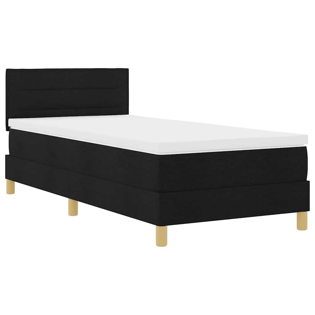 Pat cu arcuri cu pernă cu headboard Negru 100 x 200 cm țesătură GartenMobel Dekor