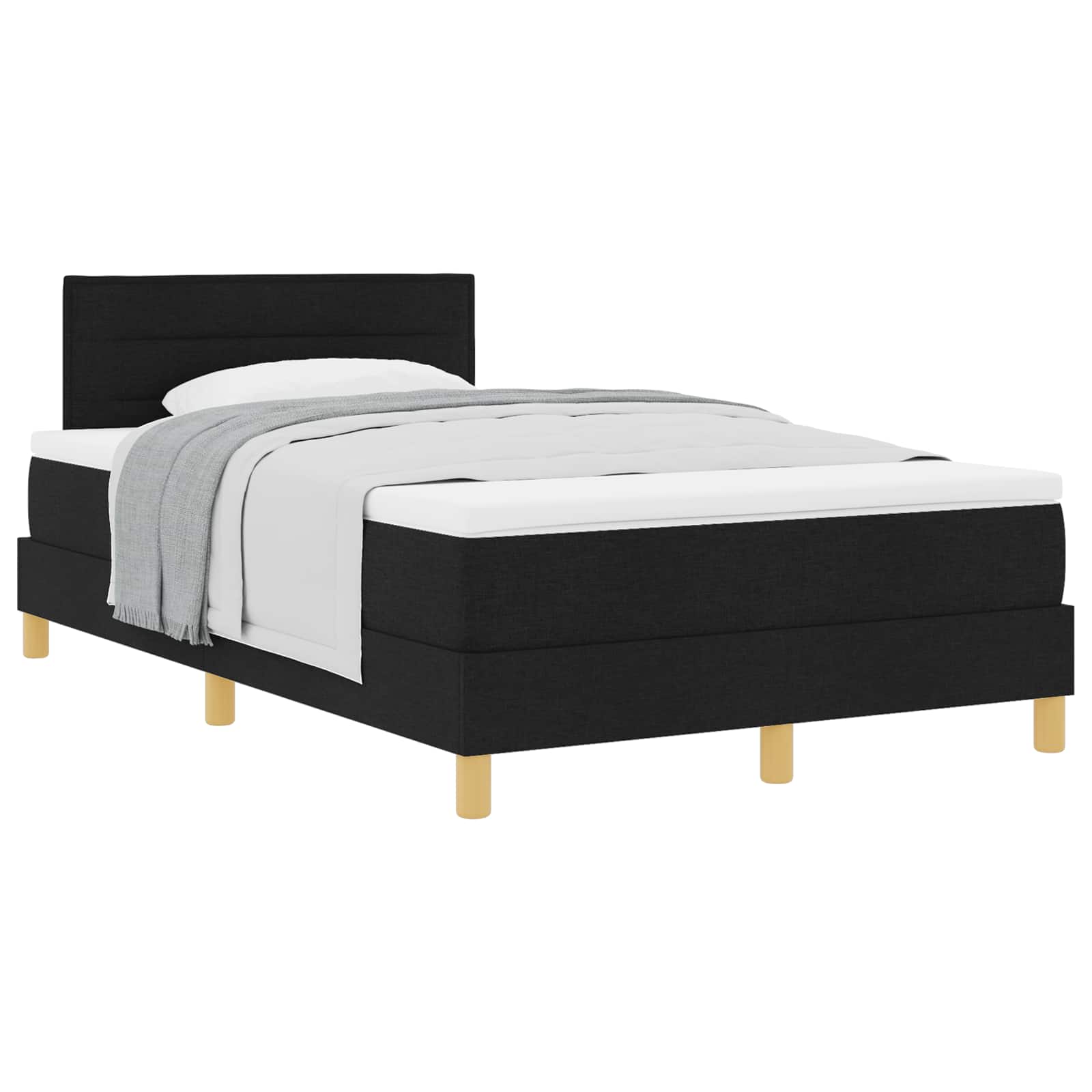Pat cu arcuri cu pernă cu headboard Negru 120 x 190 cm țesătură GartenMobel Dekor