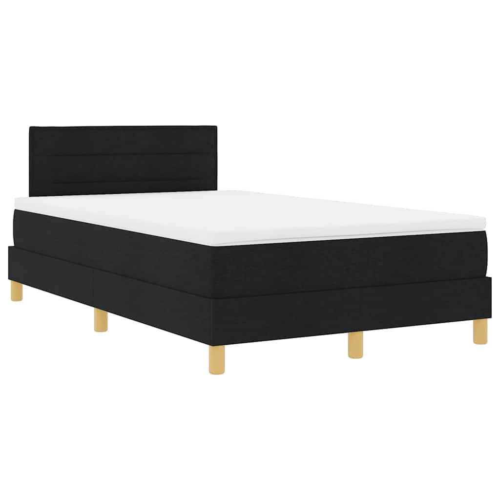 Pat cu arcuri cu pernă cu headboard Negru 120 x 190 cm țesătură GartenMobel Dekor