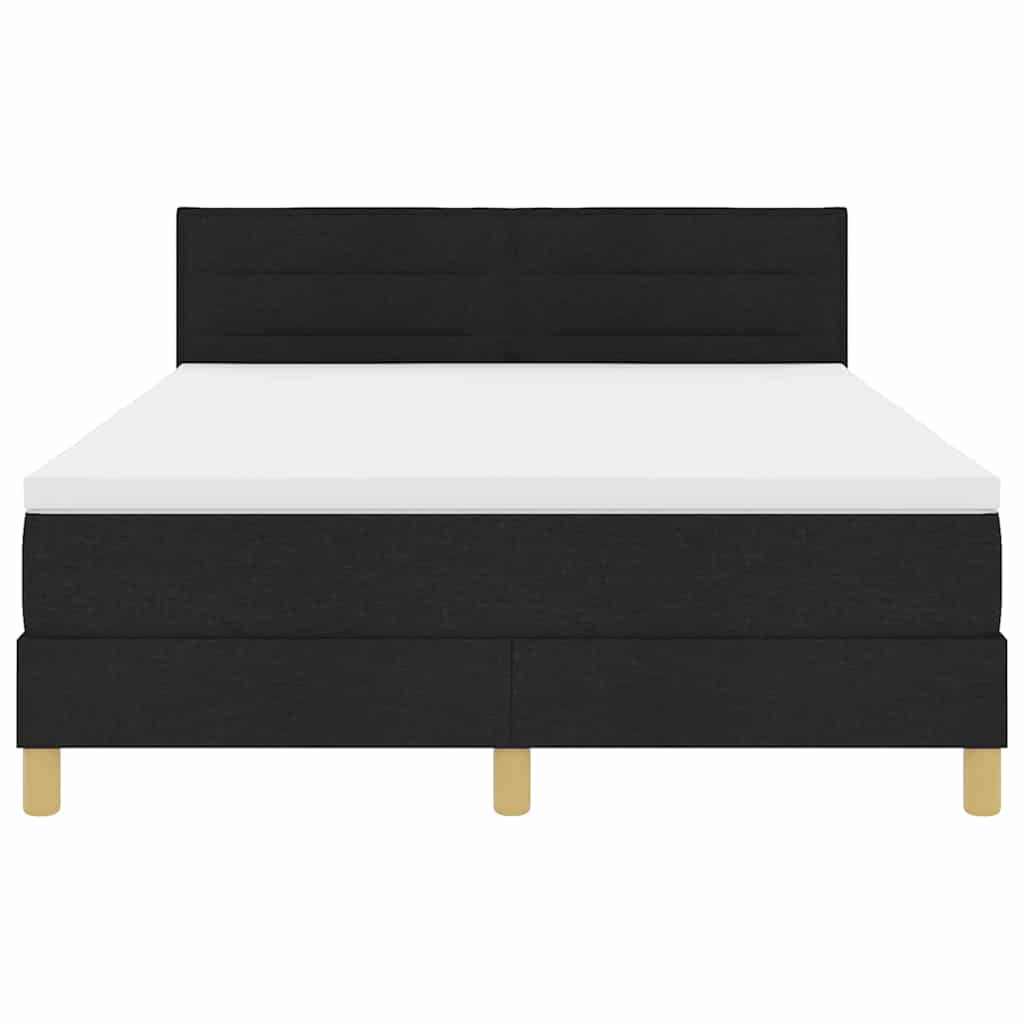 Pat cu arcuri cu pernă cu headboard Negru 140 x 190 cm țesătură GartenMobel Dekor