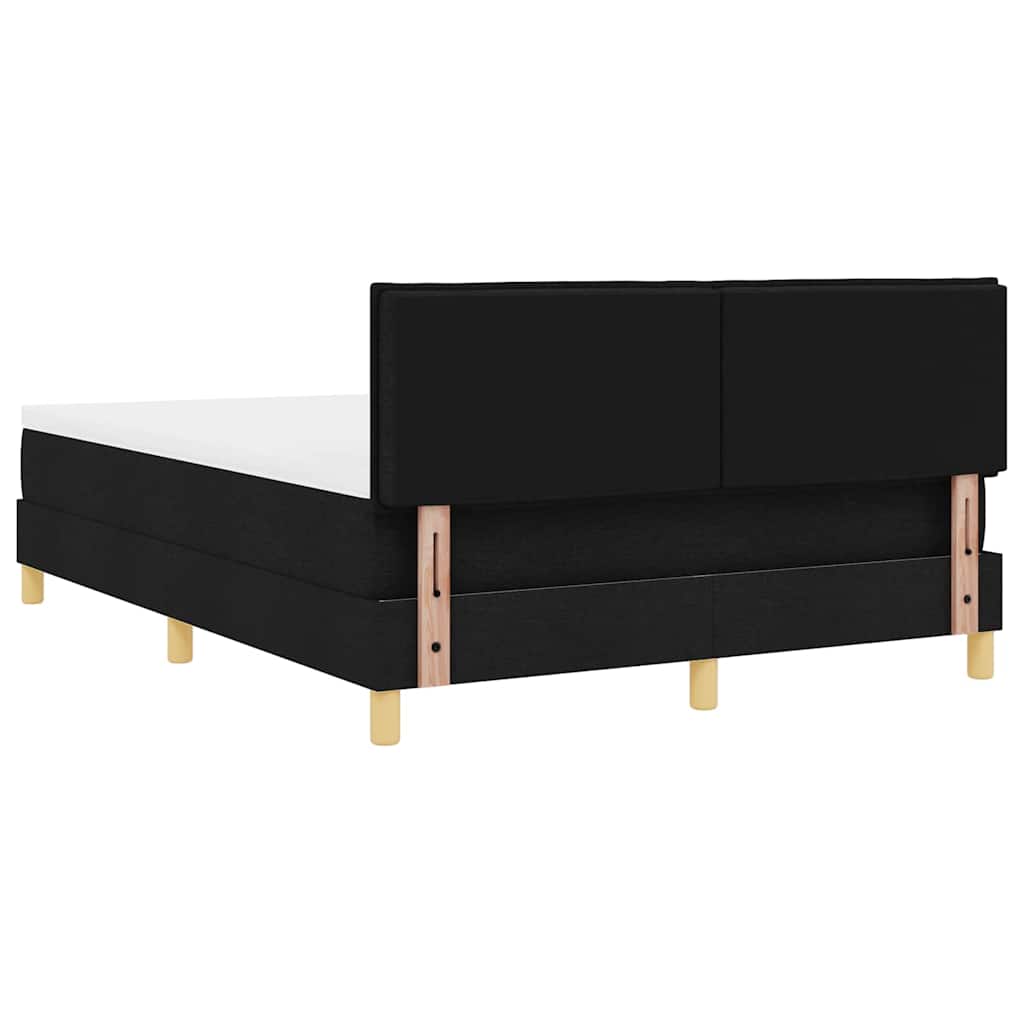 Pat cu arcuri cu pernă cu headboard Negru 140 x 190 cm țesătură GartenMobel Dekor