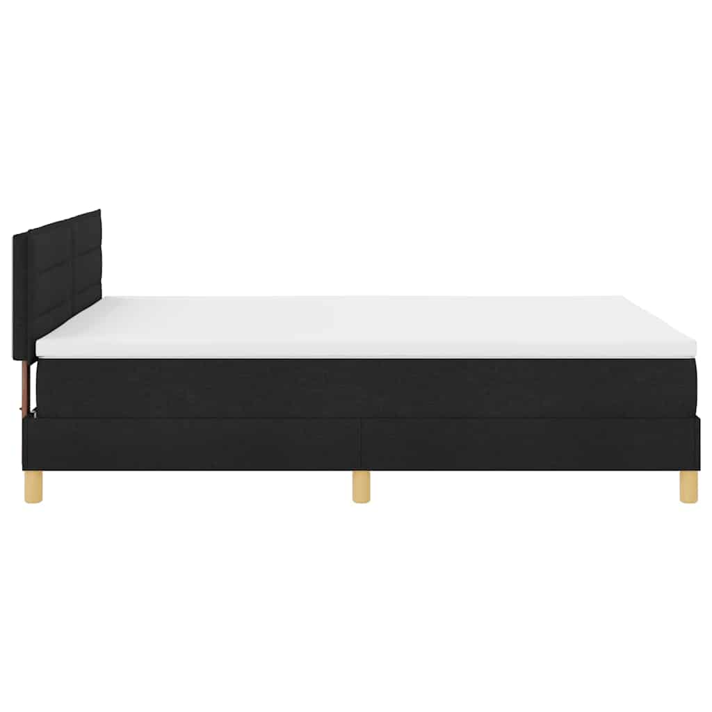Pat cu arcuri cu pernă cu headboard Negru 140 x 190 cm țesătură GartenMobel Dekor