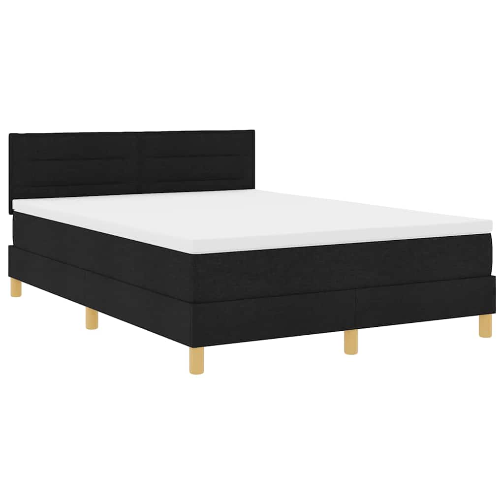 Pat cu arcuri cu pernă cu headboard Negru 160 x 200 cm țesătură GartenMobel Dekor