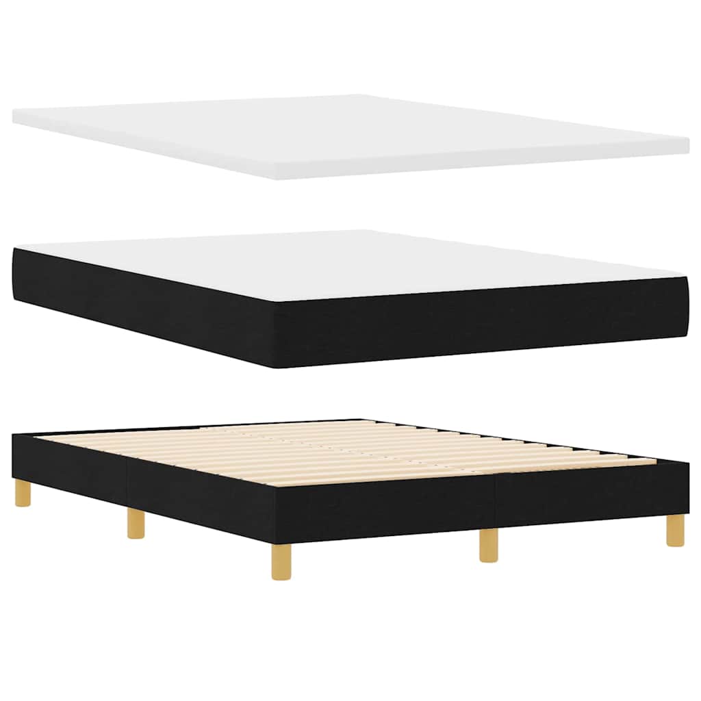 Pat cu arcuri cu pernă cu headboard Negru 160 x 200 cm țesătură GartenMobel Dekor