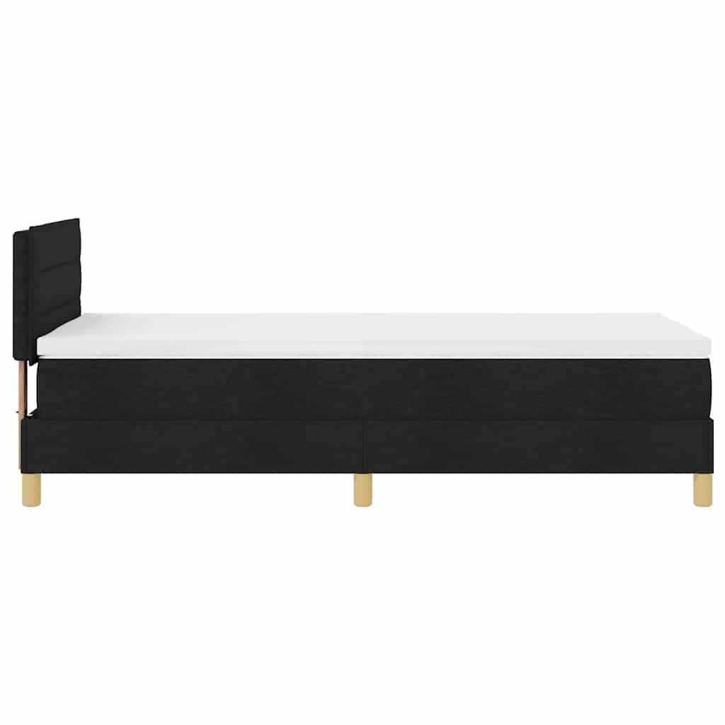Pat cu arcuri cu pernă cu headboard Negru 90 x 200 cm țesătură GartenMobel Dekor