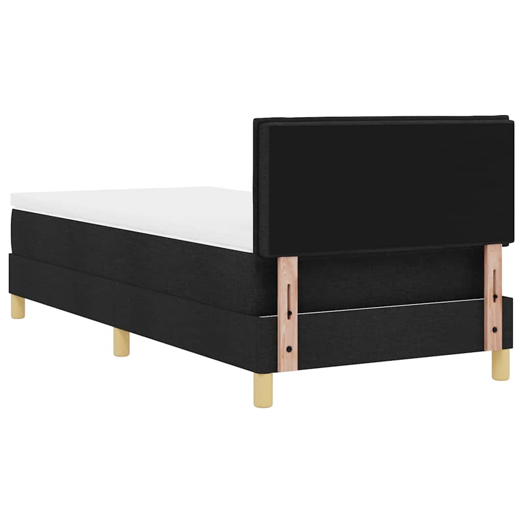 Pat cu arcuri cu pernă cu headboard Negru 90 x 200 cm țesătură GartenMobel Dekor