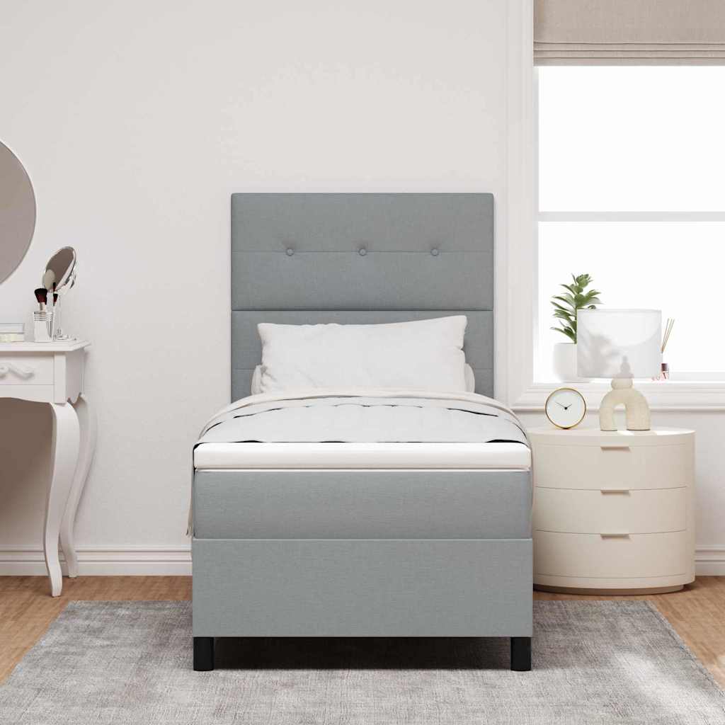 Pat cu arcuri cu saltea Gri deschis 90 x 200 cm țesătură GartenMobel Dekor