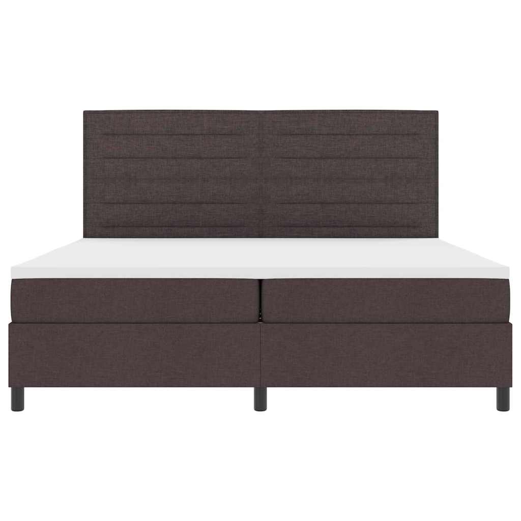 Pat cu arcuri cu saltea Maro închis 200 x 200 cm țesătură GartenMobel Dekor