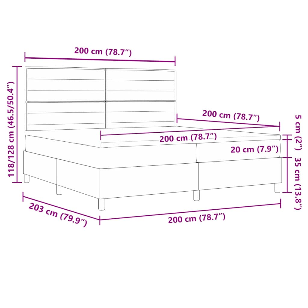 Pat cu arcuri cu saltea Maro închis 200 x 200 cm țesătură GartenMobel Dekor