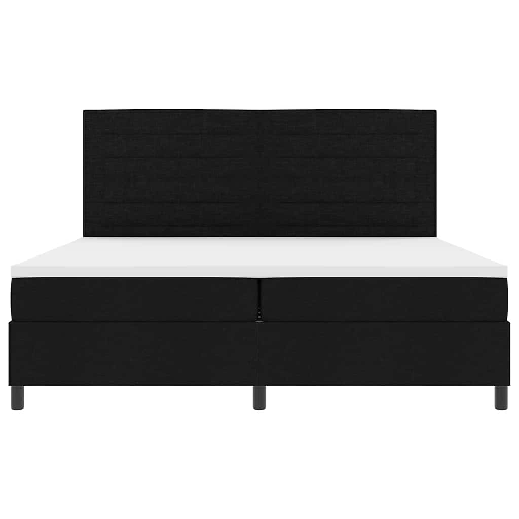 Pat cu arcuri cu saltea Negru 200 x 200 cm țesătură GartenMobel Dekor