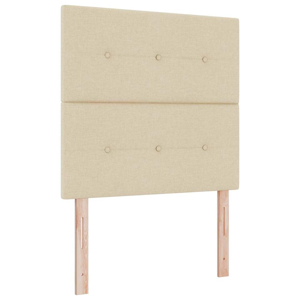 Pat cu arcuri cu saltea cu headboard Crem 100 x 200 cm țesătură GartenMobel Dekor