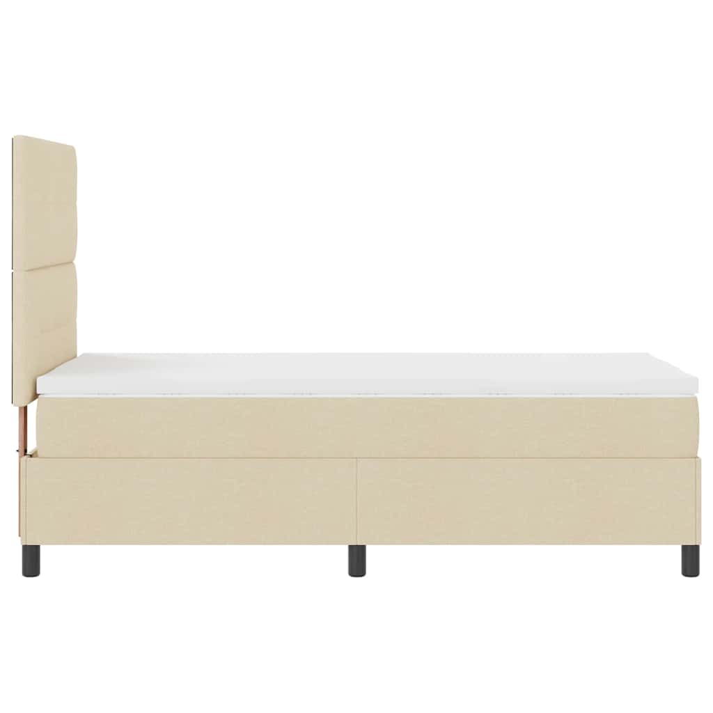 Pat cu arcuri cu saltea cu headboard Crem 100 x 200 cm țesătură GartenMobel Dekor