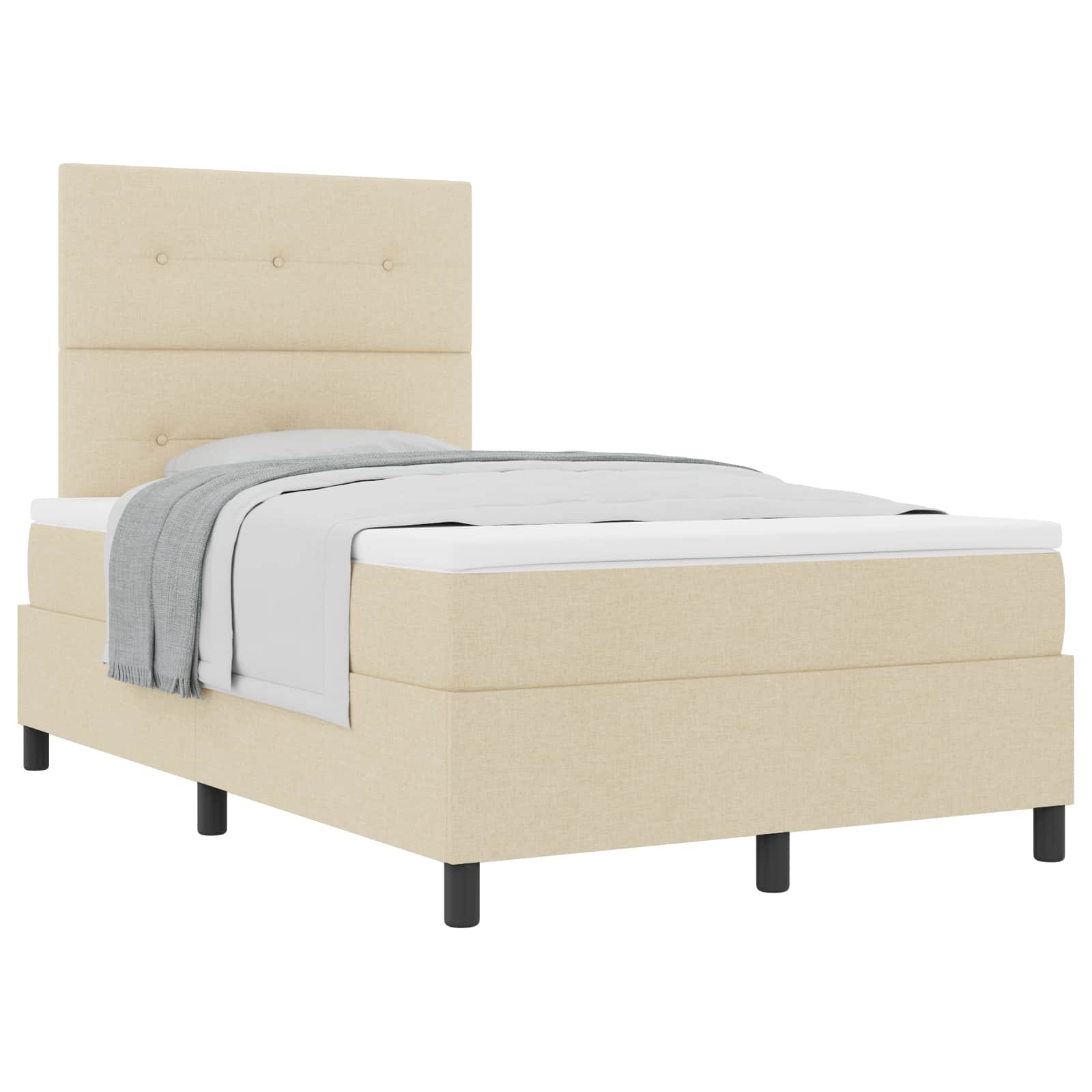 Pat cu arcuri cu saltea cu headboard Crem 120 x 200 cm țesătură GartenMobel Dekor