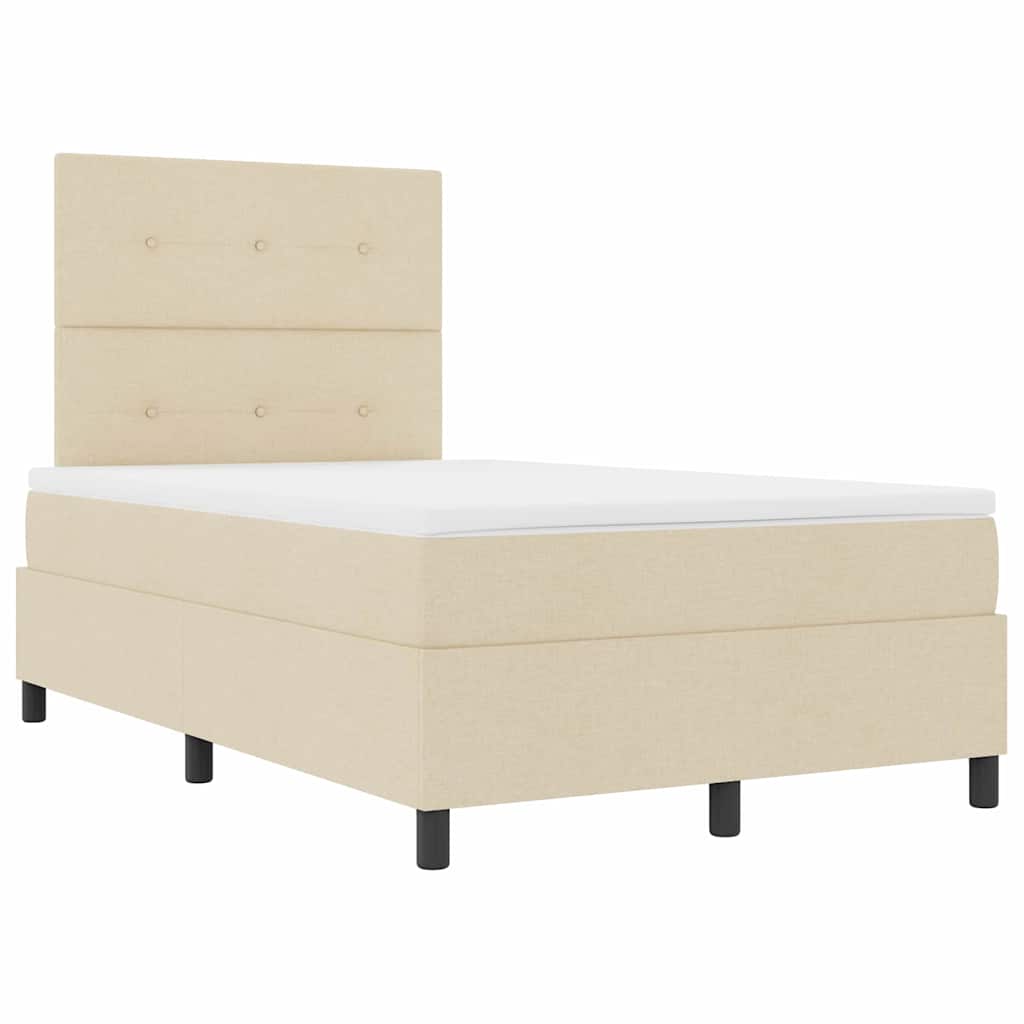 Pat cu arcuri cu saltea cu headboard Crem 120 x 200 cm țesătură GartenMobel Dekor