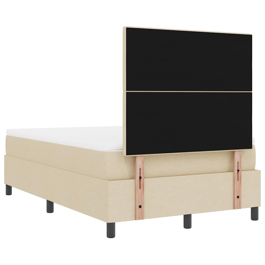 Pat cu arcuri cu saltea cu headboard Crem 120 x 200 cm țesătură GartenMobel Dekor
