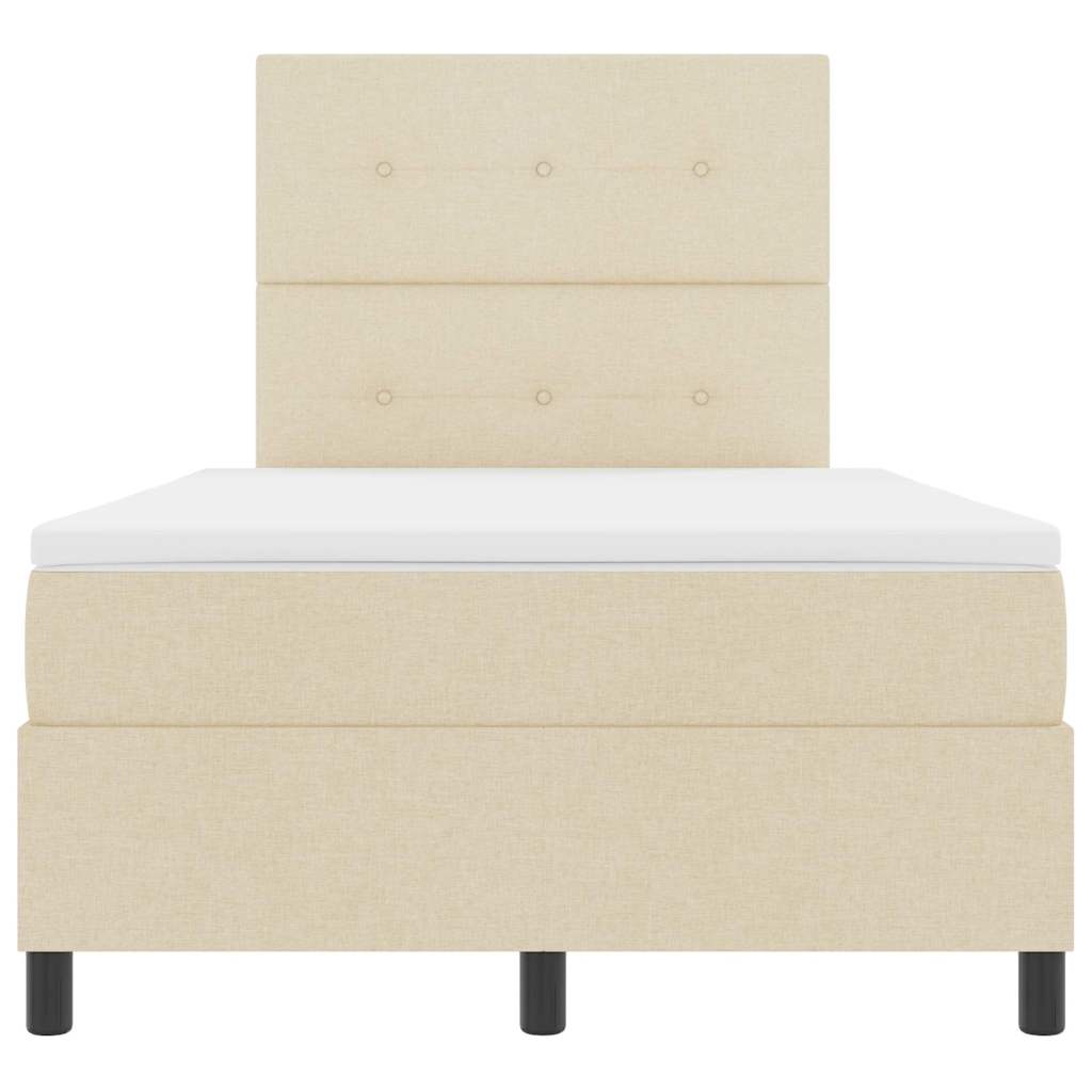 Pat cu arcuri cu saltea cu headboard Crem 120 x 200 cm țesătură GartenMobel Dekor